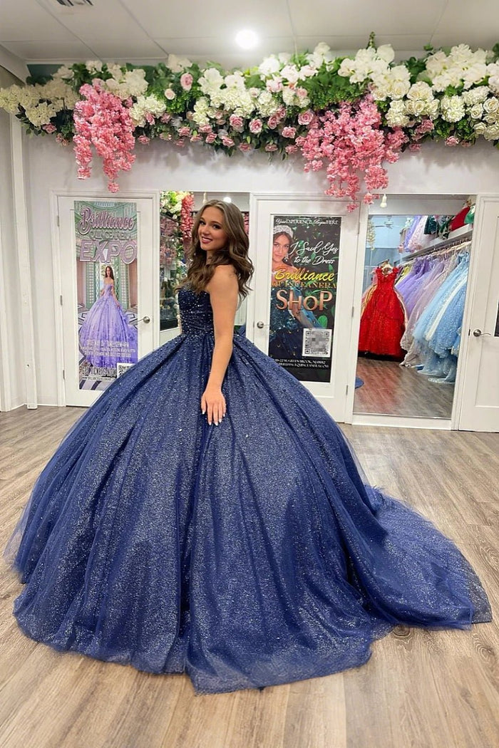 Keira | Command the Spotlight in Stunning Navy Blue Quince Dresses - Navy Blue - PromDressClub