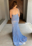 Kelly | Mermaid One Shoulder Light Blue Sequin Long Prom Dress with Slit - Light Blue - PROMDRESS Club