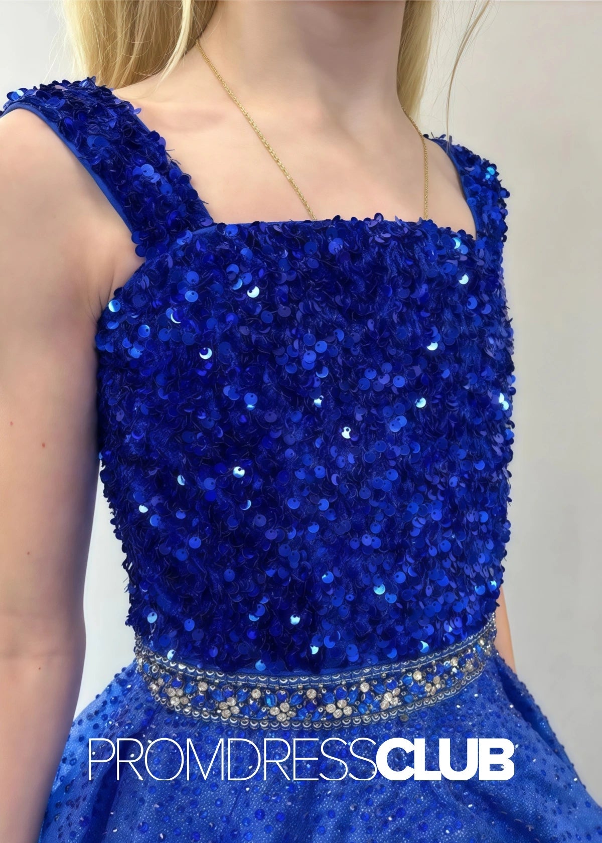 Kristin | Royal Blue Sequin Beaded Long Pageant Dresses for Girls - Royal Blue - PromDressClub