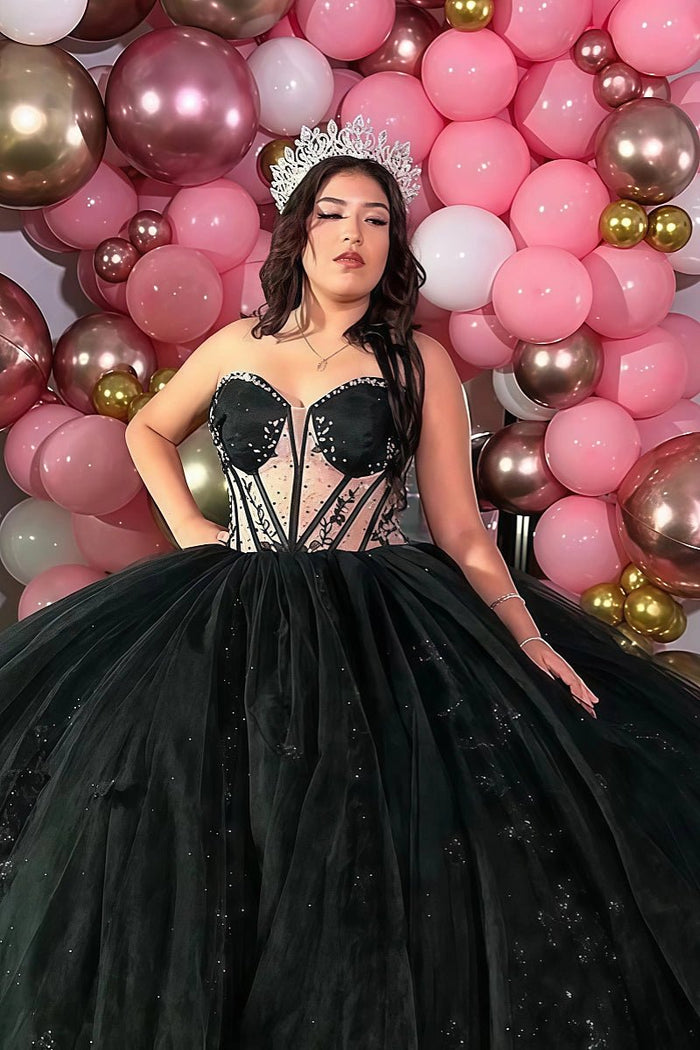 Laura | Own Your Spotlight in Timeless Black Quince Dresses - Black - PromDressClub