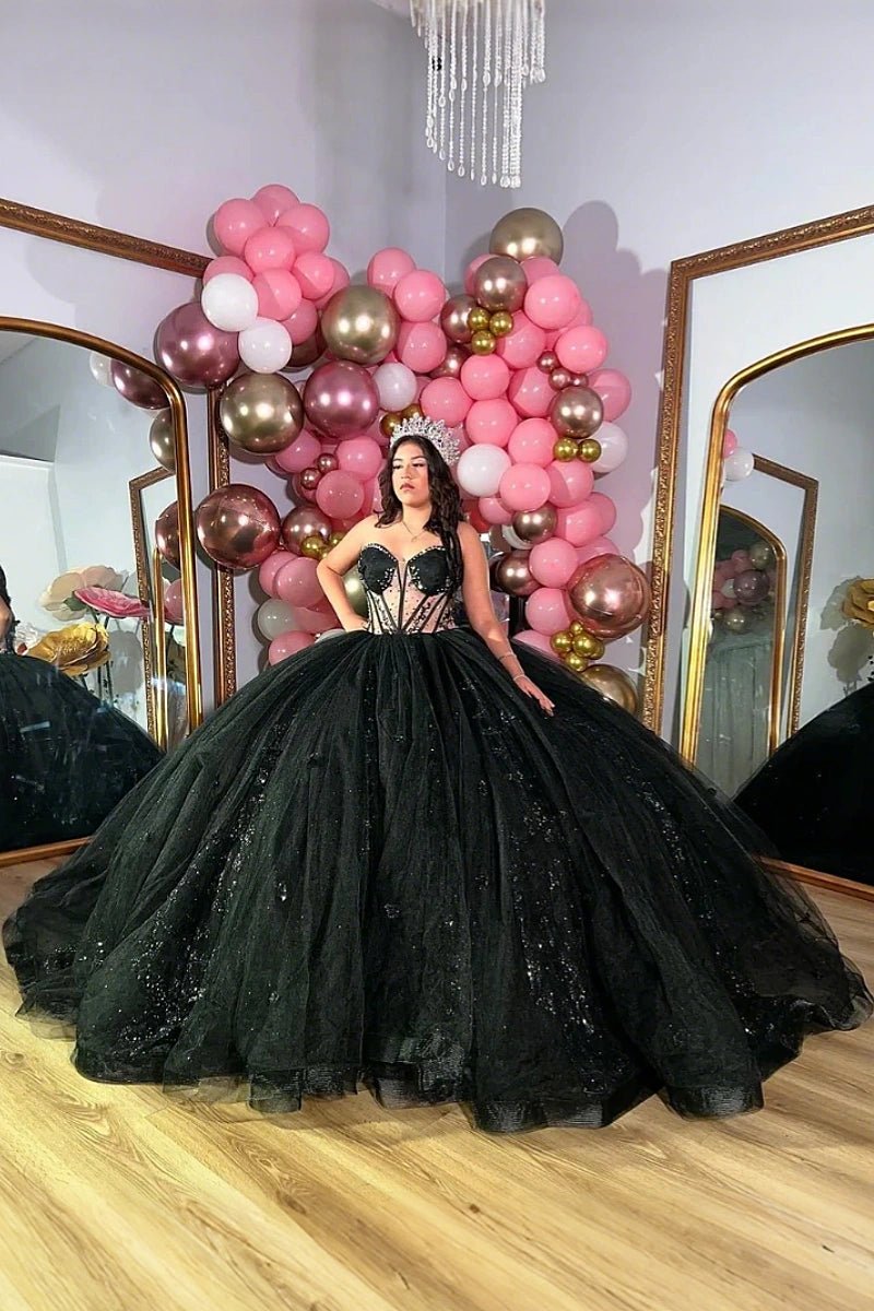 Laura | Own Your Spotlight in Timeless Black Quince Dresses - Black - PromDressClub