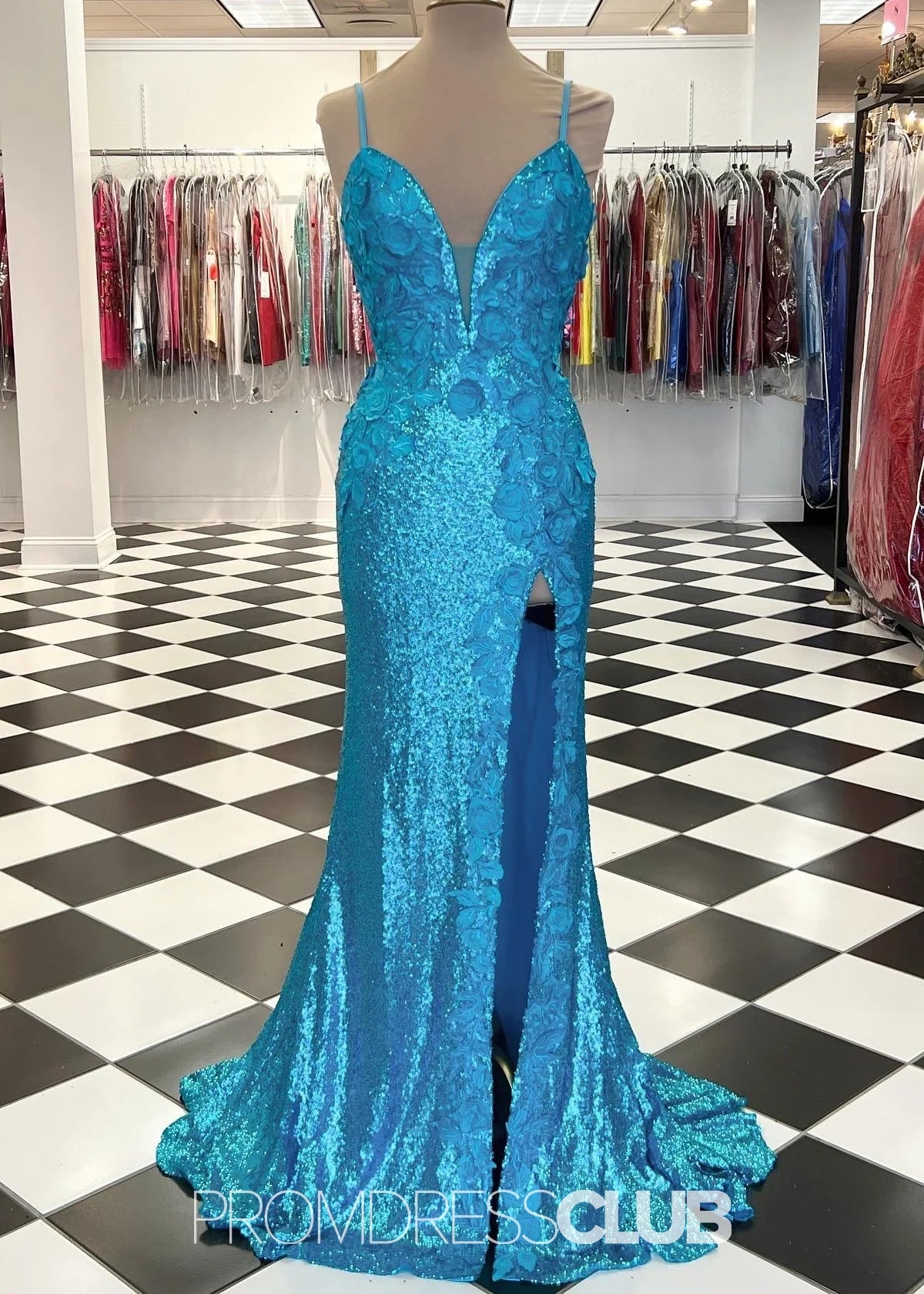 Lauren | Mermaid Light Blue Sequin Long Prom Dress - Blue - PROMDRESS Club