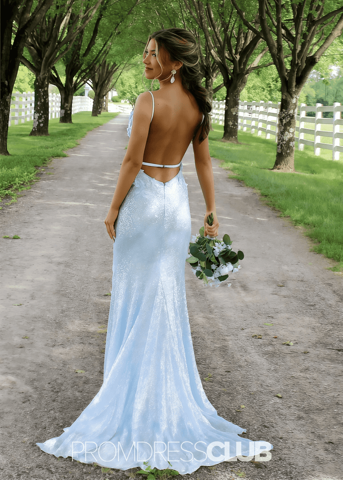 Lauren | Mermaid Light Blue Sequin Long Prom Dress - Price #price_variant_lowest# - Light Blue - PromDressClub