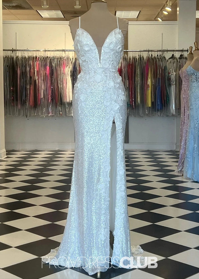 Lauren | Mermaid Light Blue Sequin Long Prom Dress - Price #price_variant_lowest# - White - PromDressClub