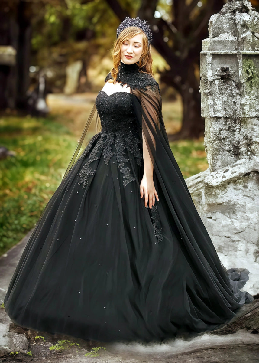 Leanne | Elegant Black Wedding Dresses for Bold Brides - Black - PromDressClub