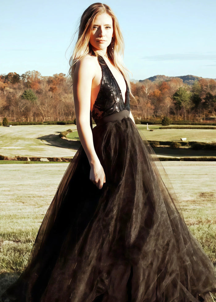 Leila | Bold Black Wedding Dresses for Modern Brides with Timeless Style - Black - PromDressClub