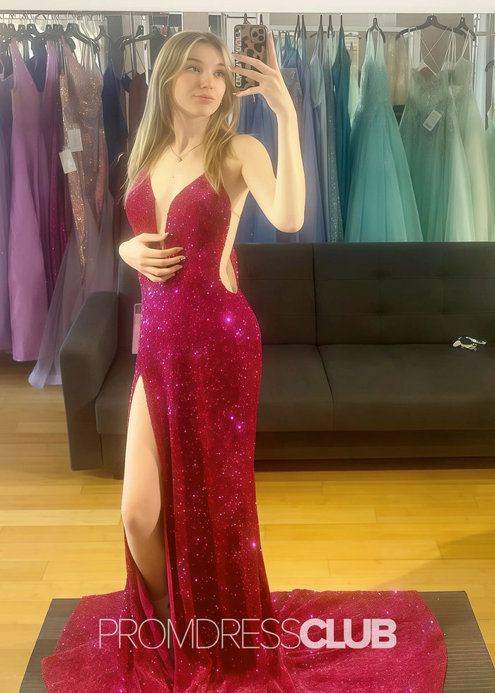 Lilith |Plue Size Royal Blue Long Prom Dresses Near Me With Sequin Strapless V Neck Mermaid Slit - Price #price_variant_lowest# - Red - PromDressClub