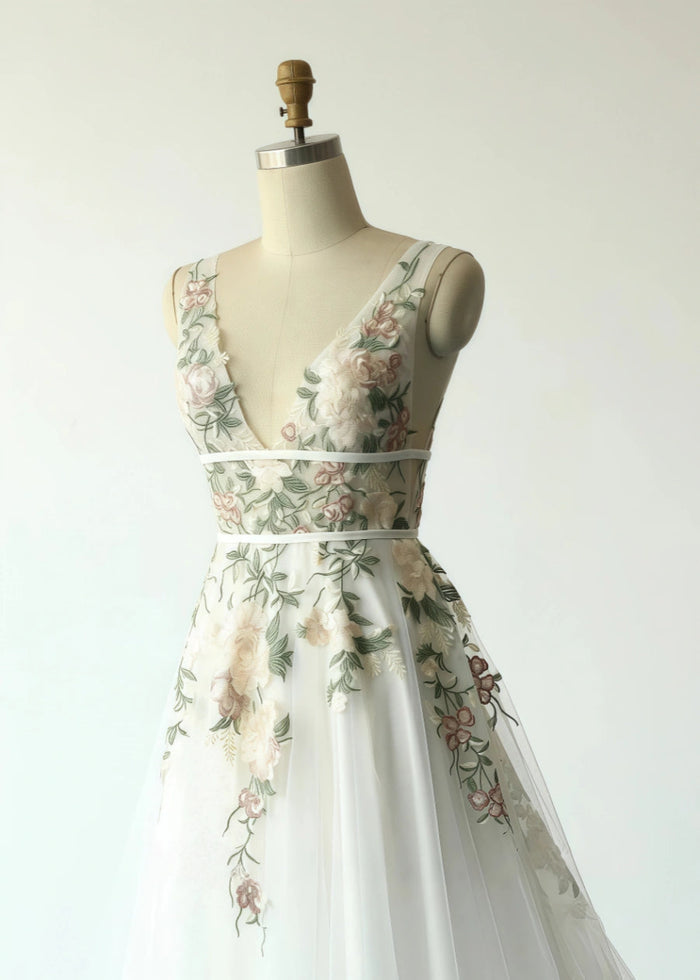 Lily | Discover the Perfect Floral Wedding Dress for Your Dream Big Day - White Floral - PromDressClub