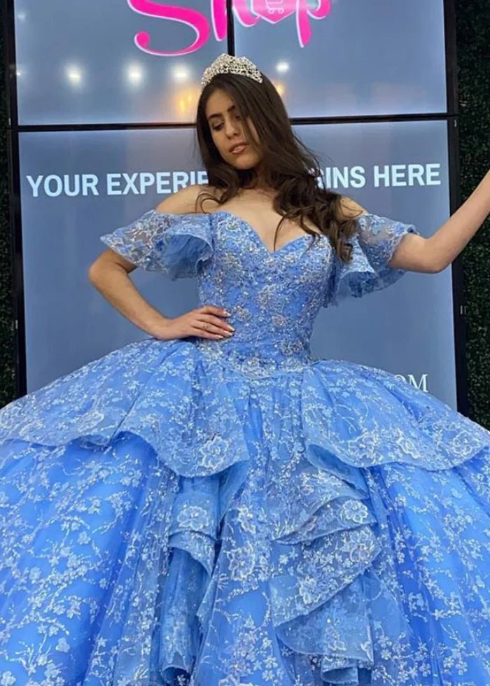 Linda | Discover Your Dream Blue Quince Dress – Radiant Elegance for Sweet 16 & Quinceañera - Blue - PromDressClub