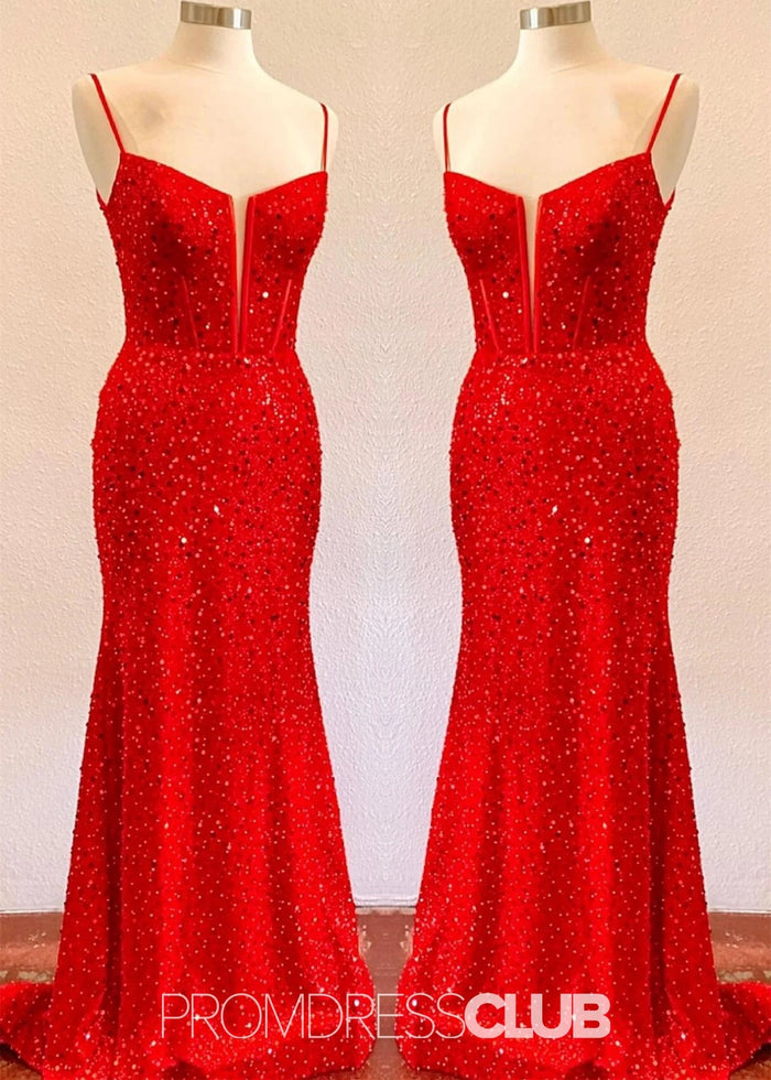 Linda | Sparkly Mermaid Royal Blue Sequin Long Prom Dress - Price #price_variant_lowest# - Red - PromDressClub