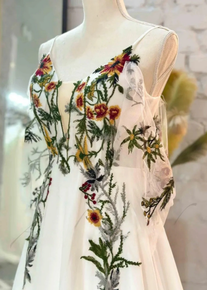 Liz | Discover the Dream Floral Wedding Dress for Your Big Day - Ivory Floral - PromDressClub