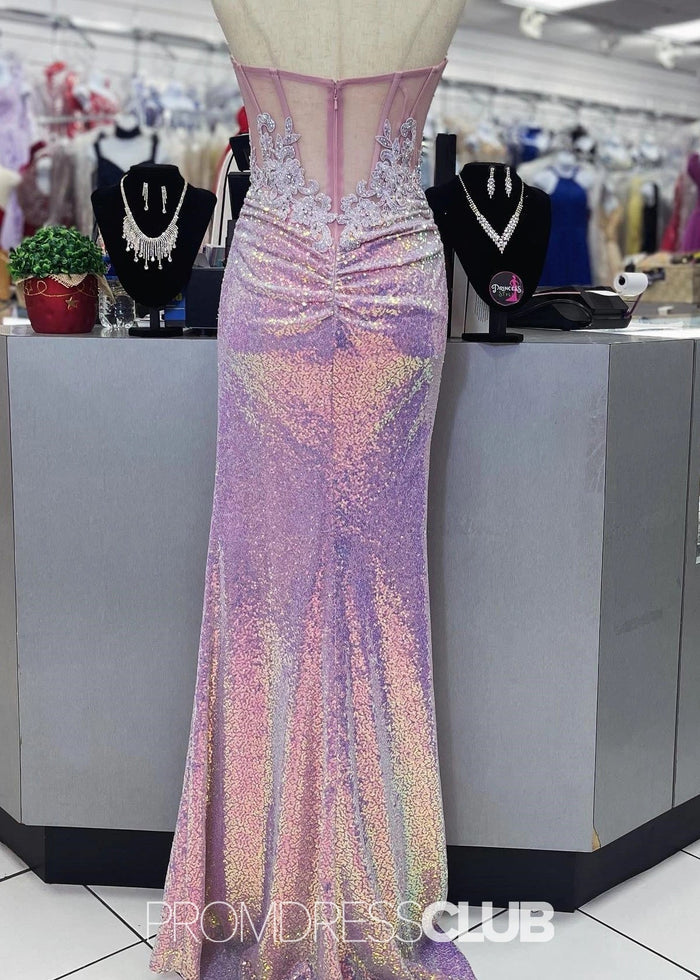 Liz | Mermaid Sparkly Light Purple Sequin Long Prom Dress - Price #price_variant_lowest# - Light Purple - PromDressClub
