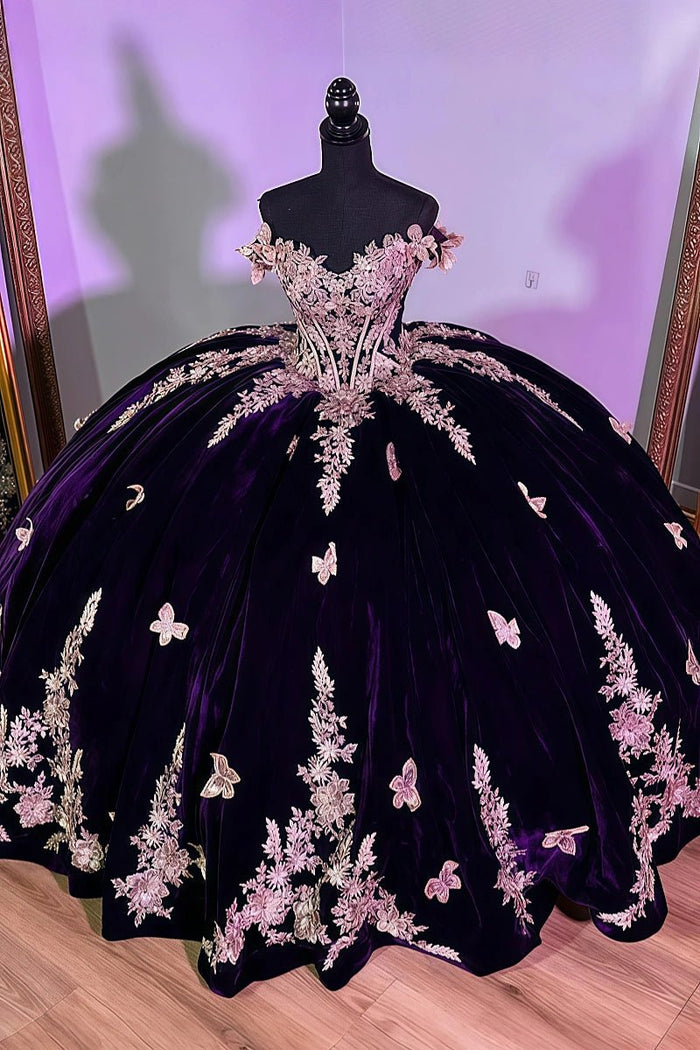 Lorraine | Discover Your Dream Purple Quince Dress - Sparkle on Your Special Day! - Dark Purple - PromDressClub