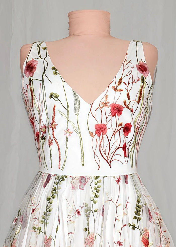 Lorraine | Find Your Dream Floral A - Line Pink Wedding Dress Now - Ivory Floral - PromDressClub