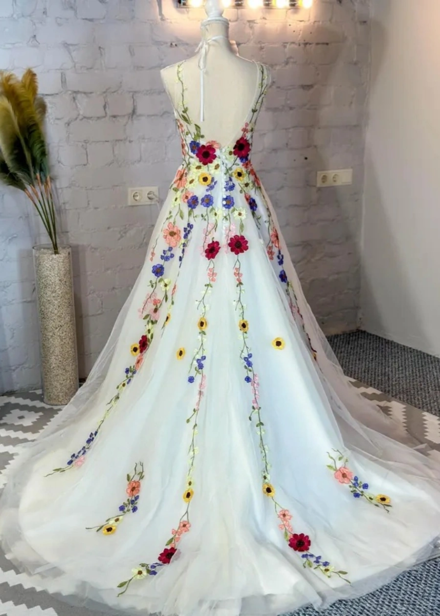 Louisa | Capture Romance: Timeless Flower Wedding Dress for Every Bride - White Floral - PromDressClub