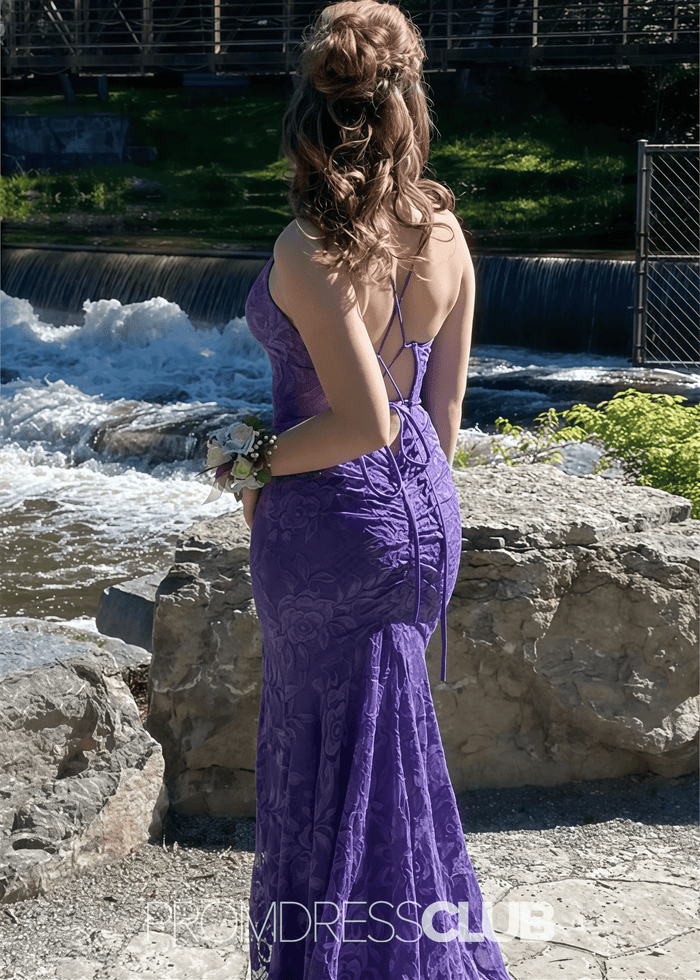 Lydia | Mermaid Appliques Lace Purple Long Prom Dress - Price #price_variant_lowest# - Purple - PromDressClub