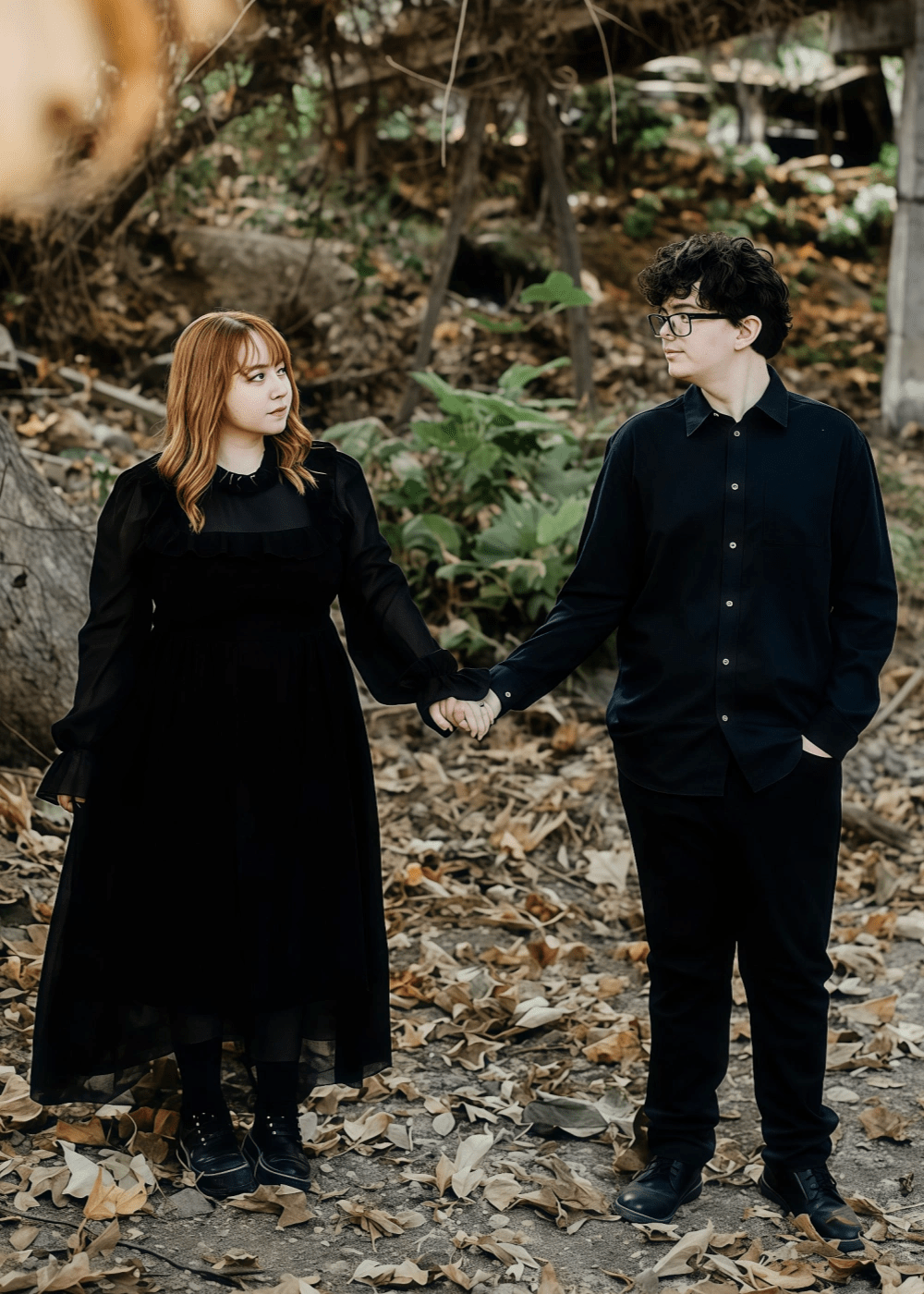 Madeline | A Line Black High Neck Long Sleeve Wedding Dress No Train - Black - PromDressClub