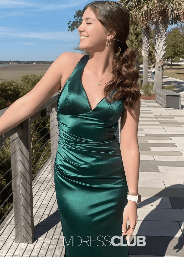 Mag | Mermaid Emerald Green Satin Long Formal Dress Near Me - Price #price_variant_lowest# - Emerald Green - PromDressClub