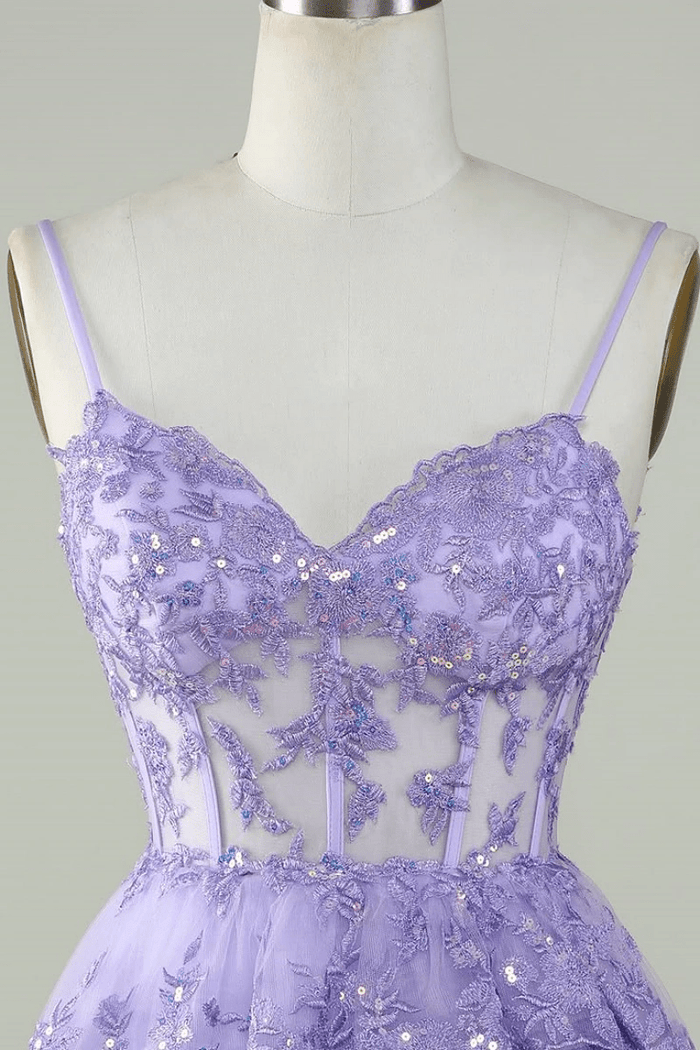 Make an Entrance Lavender Homecoming Dress with Ruffles for a Memorable Night - Lavender - PromDressClub