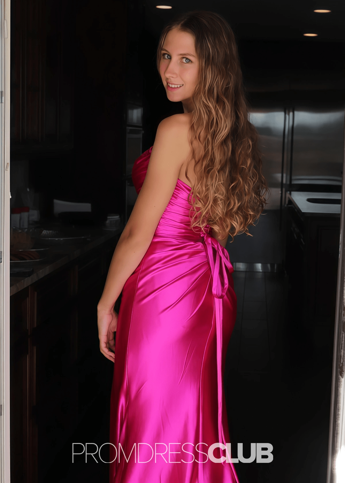 Marina | Mermaid Hot Pink Long Prom Dress Near Me with - Hot Pink - PROMDRESS Club