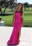 Marina | Mermaid Hot Pink Long Prom Dress Near Me with - Hot Pink - PROMDRESS Club