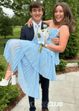 Martha | A Line Light Blue Midi Prom Dress Stores Near Me - Light Blue - PROMDRESS Club