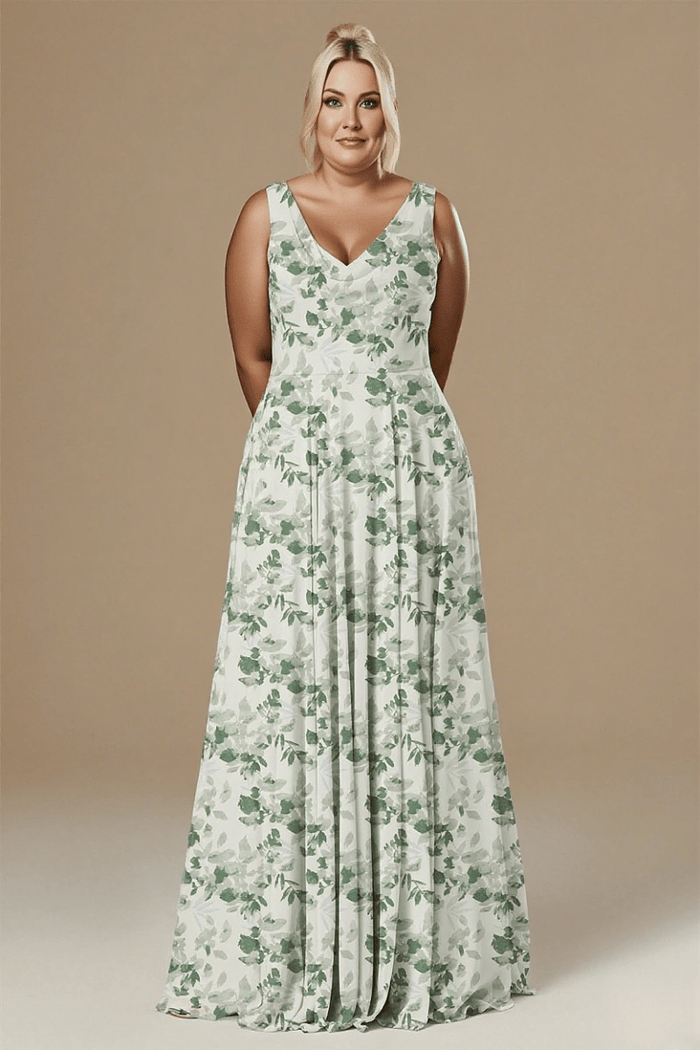 Mesmerizing Green Floral Dress Bridesmaid: Timeless Elegance for Weddings - Sage Floral - PromDressClub