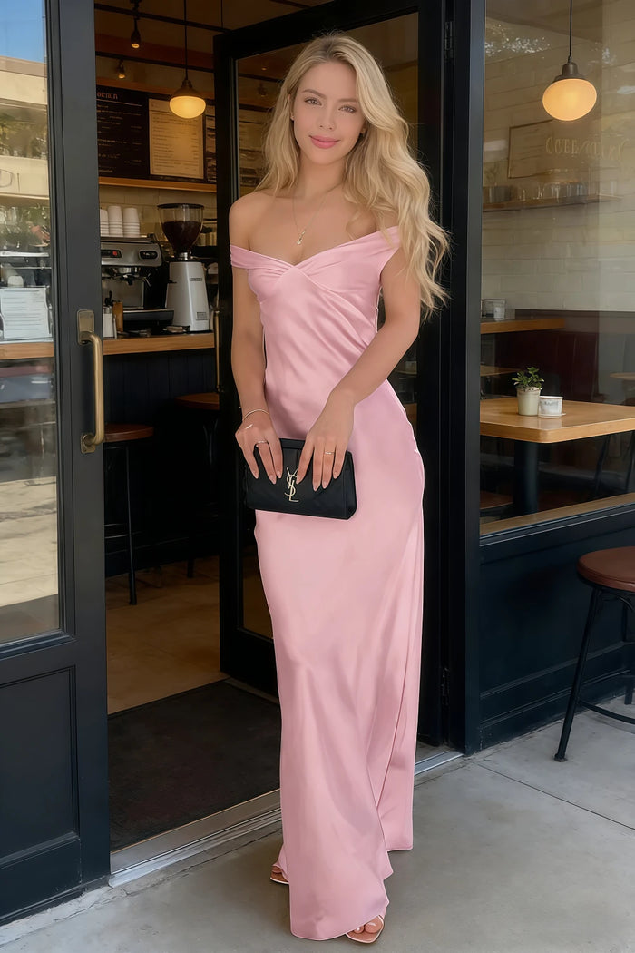 Michelle | Mermaid Aqua Satin Long Formal Dress Stores Near Me - Pink - PromDressClub