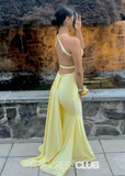 Mirabelle | Trumpet Mermaid Light Pink Maxi Prom Dress Stores Near Me - Yellow - PROMDRESS Club