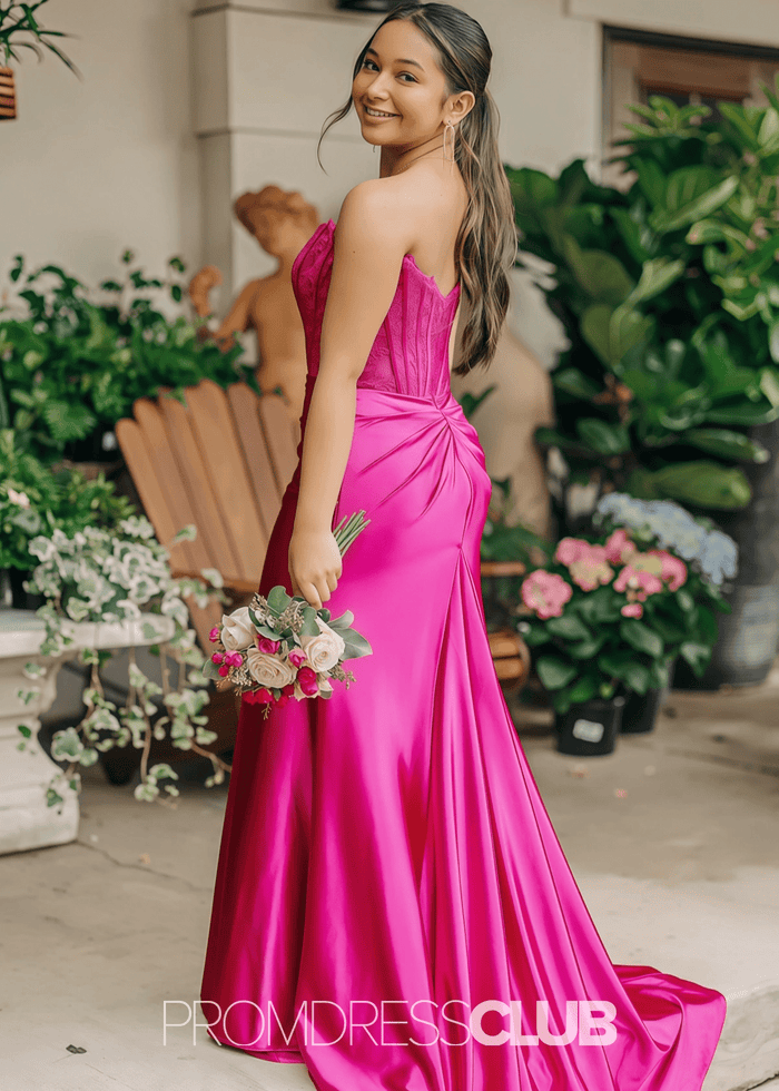 Miranda | A Line Lace Appliques Hot Pink Maxi Prom Dress Stores Near Me - Price #price_variant_lowest# - Hot Pink - PromDressClub