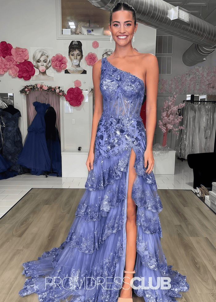 Myrna | A Line Sequin - Embroidery Light Purple Long Formal Dress - Price #price_variant_lowest# - Purple - PromDressClub