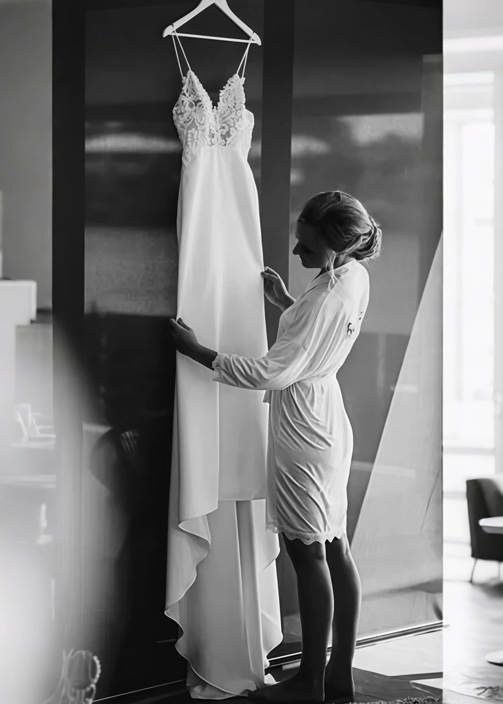 Nicole | Stunning Satin Mermaid Wedding Dress with Lace Detailing - Ivory - PromDressClub