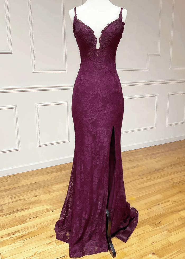Nora | Mermaid Lace Appliques Burgundy Long Formal Dress - Price #price_variant_lowest# - Burgundy - PromDressClub