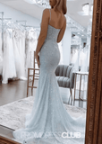 Novia | Sparkly Mermaid Light Blue Long Prom Dress - Light Blue - PROMDRESS Club