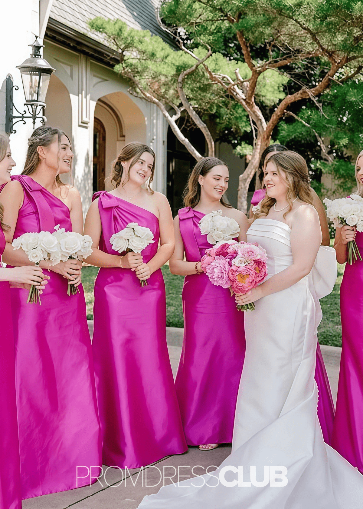 Odelette | Mermaid Plus Size Black Long Bridesmaid Dress - Hot Pink - PROMDRESS Club