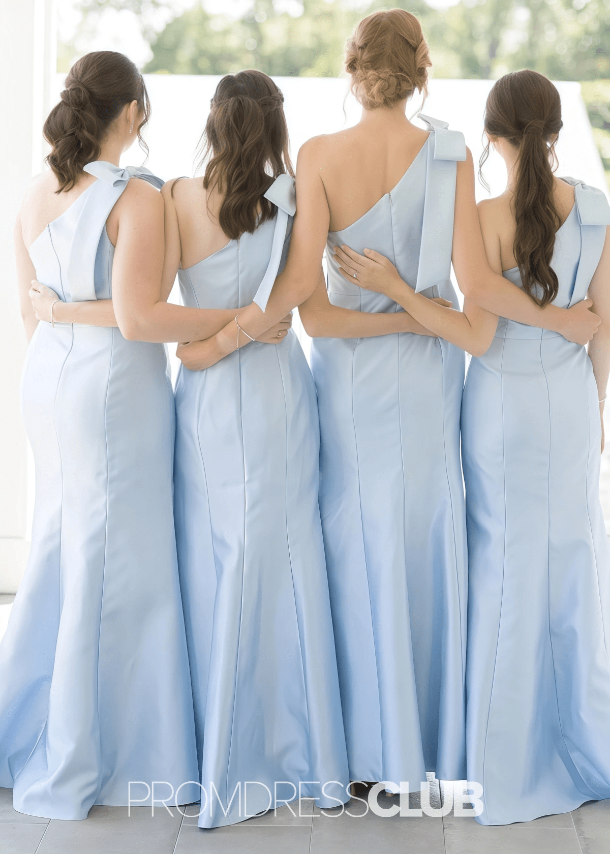 Odelette | Mermaid Plus Size Black Long Bridesmaid Dress - Light Blue - PROMDRESS Club