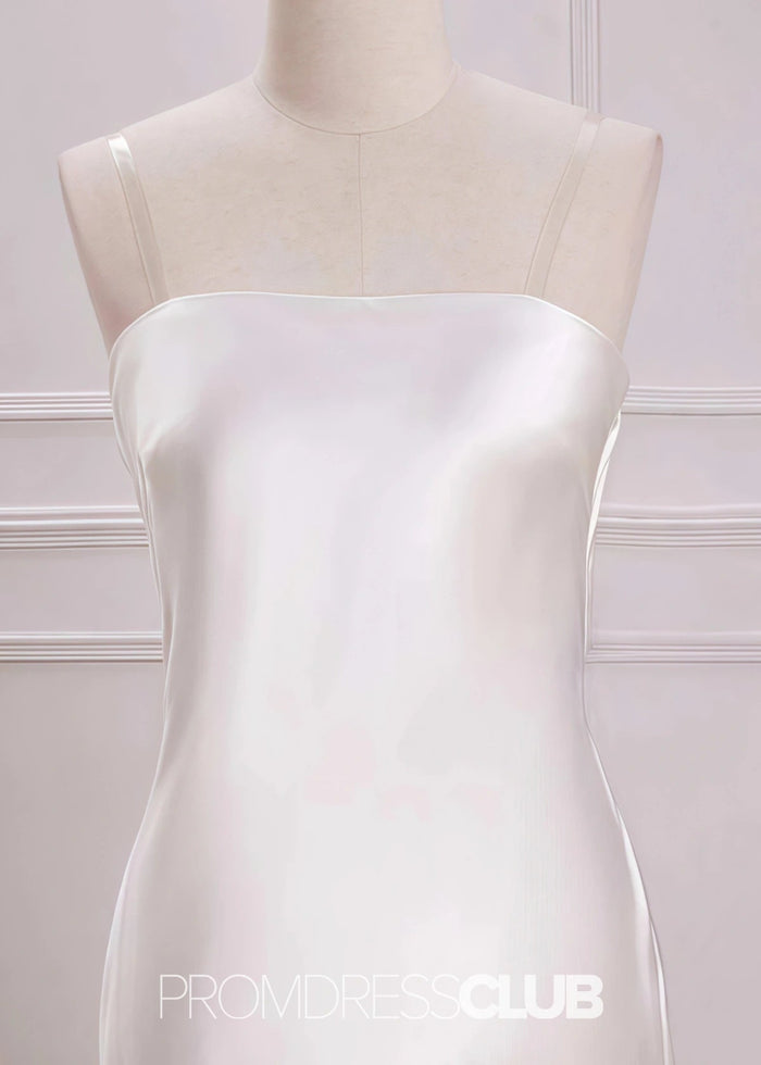 Penelope | Mermaid Strapless White Satin Long Birdesmaid Dress - Price #price_variant_lowest# - White - PromDressClub