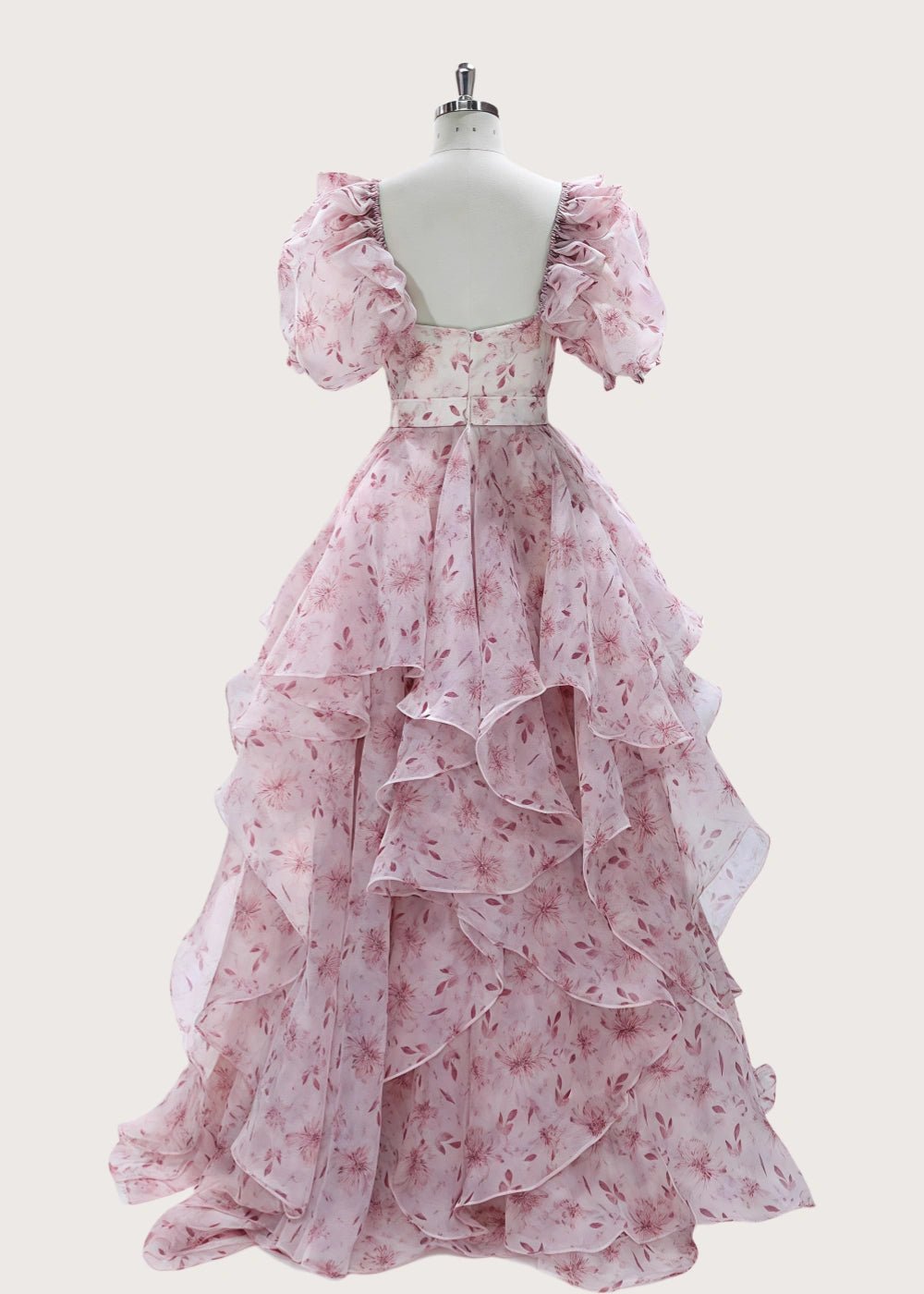 Princess Light Pink Floral Off the Shoulder Strapless Formal Dress - Light Pink Floral - PromDressClub