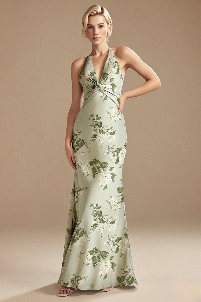 Pristine Glow Age Green Floral Bridesmaid Dresses for Effortless Elegance & Comfort - Sage Floral - PromDressClub