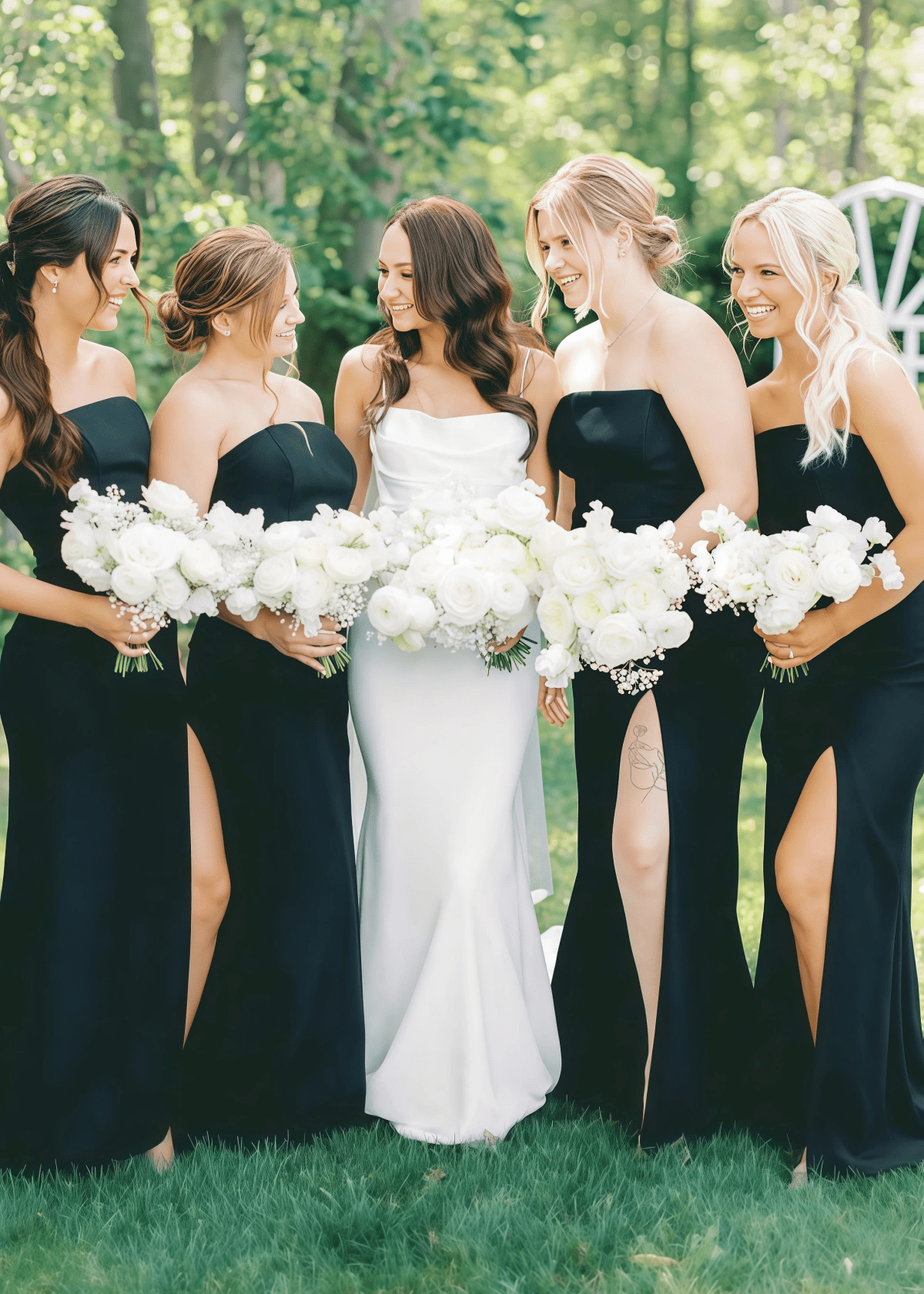 Rachel | Mermaid Strapless Black Satin Maxi Bridesmaid Dress - Black - PROMDRESS Club