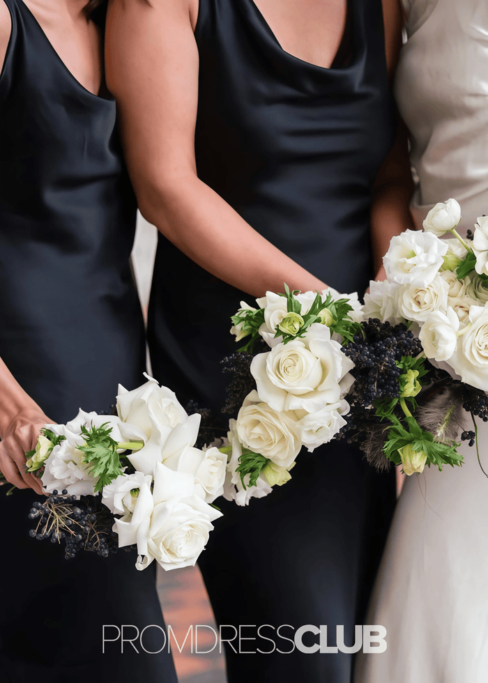 Rae | Mermaid Cowl Neck Black Satin Long Bridesmaid Dress - Price #price_variant_lowest# - Black - PromDressClub