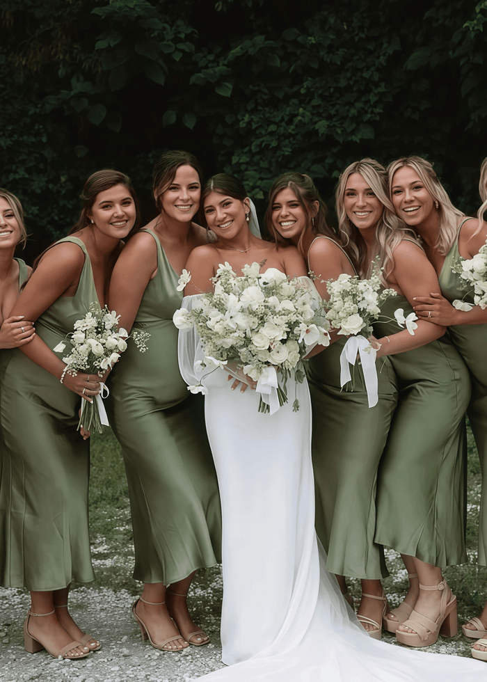 Ruth | Mermaid Straps Plus Size Sage Green Satin Long Bridesmaid Dress - Price #price_variant_lowest# - Sage - PromDressClub