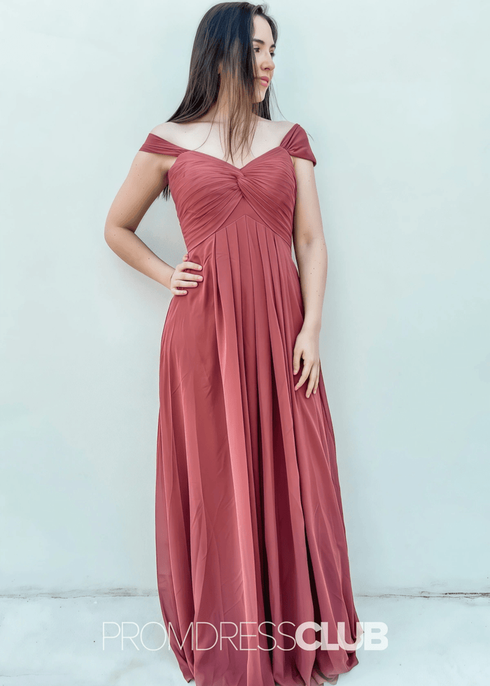 Sara | Sheath Column Twist - Front Sage Green Long Bridesmaid Dress - Price #price_variant_lowest# - RosyBrown - PromDressClub