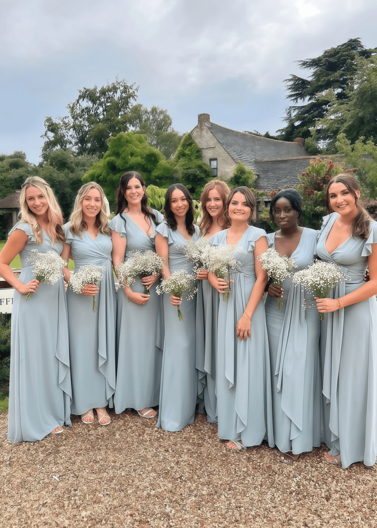 Selena | Sheath Column Surplice Slit Dusty Blue Chiffon Maxi Bridesmaid Dress - Dusty Blue - PROMDRESS Club