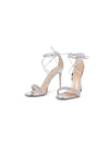 Silver Lace-Up Block Heels shoes with Open-Toe  - Elevate Every Occasion with Glamorous Elegance Color Silver