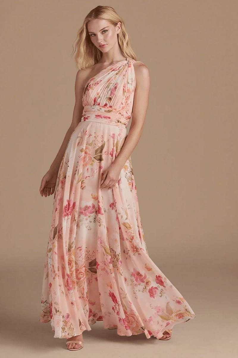 Simply Brilliant Floral Pink Bridesmaid Dresses Ideal for Memorable Wedding Moments - Pink Floral - PromDressClub