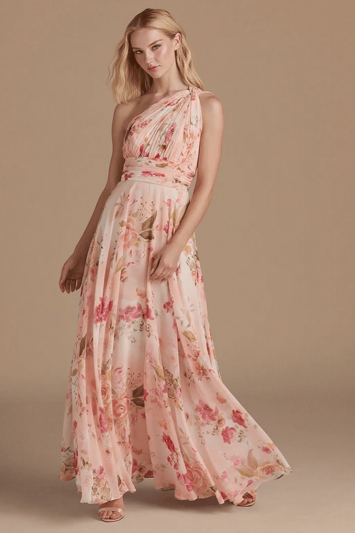 Simply Brilliant Floral Pink Bridesmaid Dresses Ideal for Memorable Wedding Moments - Pink Floral - PromDressClub