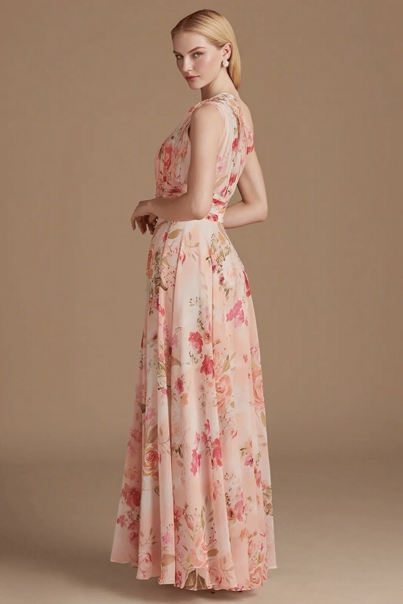 Simply Brilliant Floral Pink Bridesmaid Dresses Ideal for Memorable Wedding Moments - Pink Floral - PromDressClub