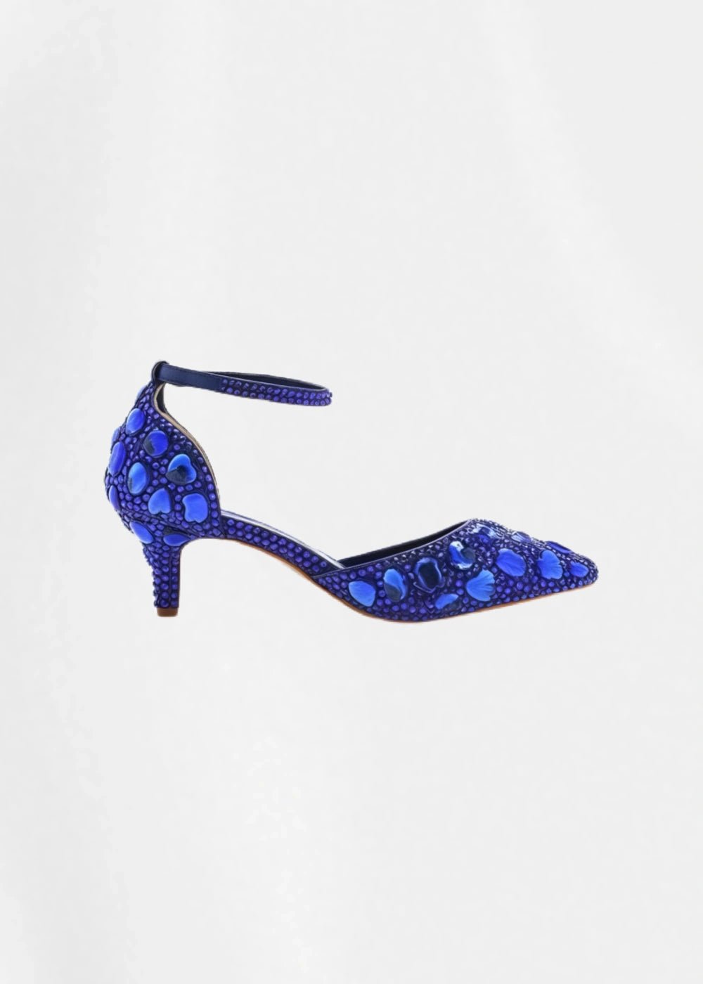 Sparkling Embellished Crystal Diamond Pointed Toe Gold Kitten Heels - Prefect for Occasions - Royal Blue - PromDressClub