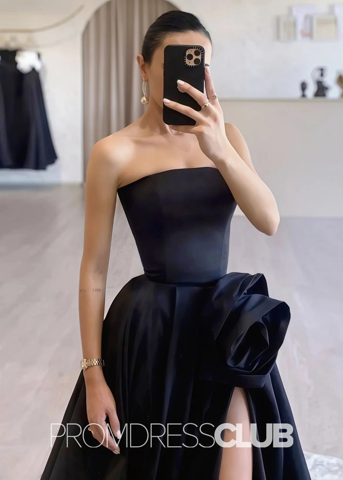 Harriet | Strapless Long Black Prom Dress - Sage - PromDressClub